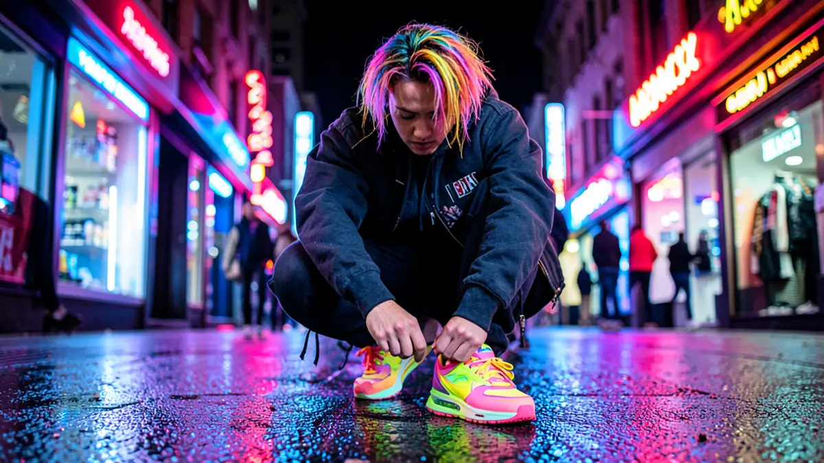 Неоновая синхронизация: как Пумп настраивает Air Max 95 под цвет волос